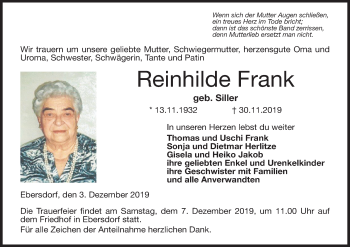 Anzeige von Reinhilde Frank von MGO
