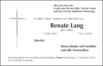 Anzeige von Renate Lang von MGO