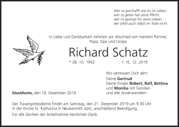 Anzeige von Richard Schatz von MGO