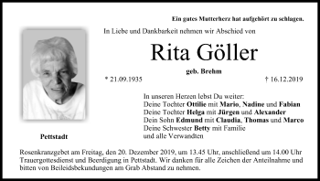 Anzeige von Rita Göller von MGO