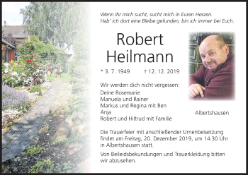 Anzeige von Robert Heilmann von MGO