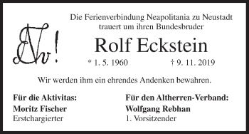 Anzeige von Rolf Eckstein von MGO
