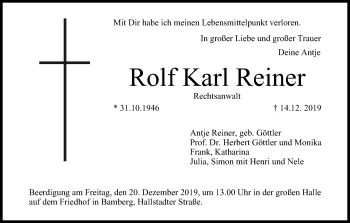 Anzeige von Rolf Karl Reiner von MGO