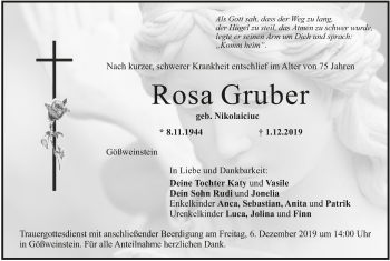 Anzeige von Rosa Gruber von MGO