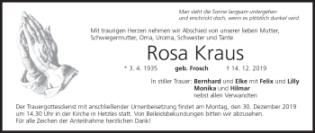 Anzeige von Rosa Kraus von MGO