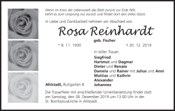 Anzeige von Rosa Reinhardt von MGO
