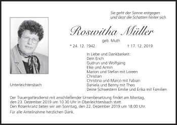 Anzeige von Roswitha Müller von MGO