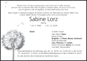Anzeige von Sabine Lorz von MGO