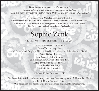Anzeige von Sophie Zenk von MGO