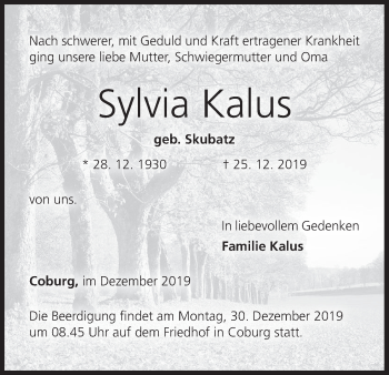 Anzeige von Sylvia Kalus von MGO