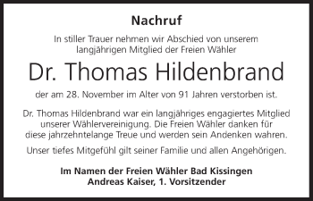 Anzeige von Thomas Hildenbrand von MGO