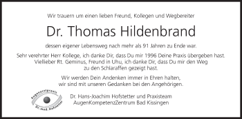 Anzeige von Thomas Hildenbrand von MGO