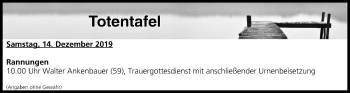 Anzeige von Totentafel vom 14.12.2019 von MGO