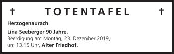 Anzeige von Totentafel vom 21.12.2019 von MGO