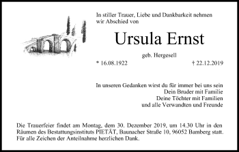 Anzeige von Ursula Ernst von MGO