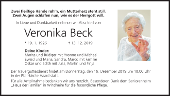 Anzeige von Veronika Beck von MGO