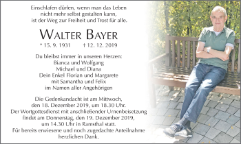 Anzeige von Walter Bayer von MGO