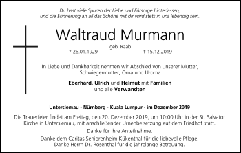 Anzeige von Waltraud Murmann von MGO