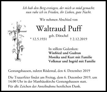 Anzeige von Waltraud Puff von MGO