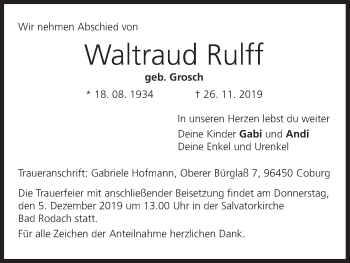 Anzeige von Waltraud Rulff von MGO