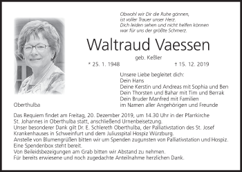 Anzeige von Waltraud Vaessen von MGO