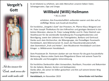 Anzeige von Willibald Willi Heilmann von MGO