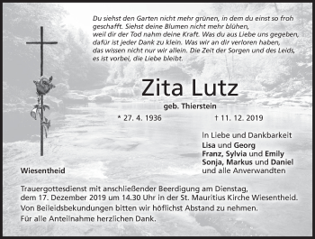 Anzeige von Zita Lutz von MGO