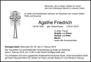 Anzeige von Agathe Friedrich von MGO