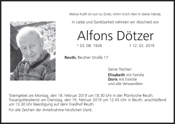 Anzeige von Alfons Dötzer von MGO