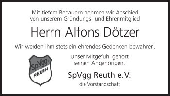 Anzeige von Alfons Dötzer von MGO