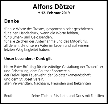 Anzeige von Alfons Dötzer von MGO