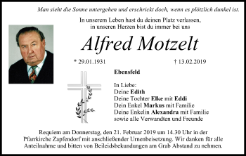 Anzeige von Alfred Motzelt von MGO