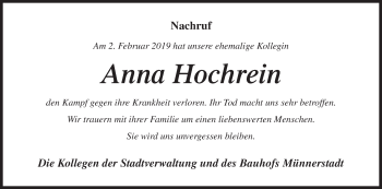 Anzeige von Anna Hochrein von MGO