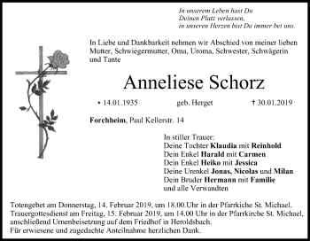 Anzeige von Anneliese Schorz von MGO