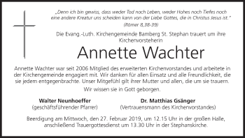 Anzeige von Annette Wachter von MGO