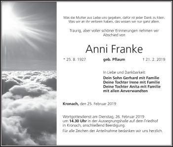 Anzeige von Anni Franke von MGO