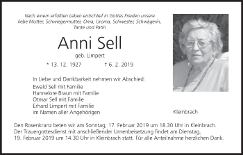 Anzeige von Anni Sell von MGO