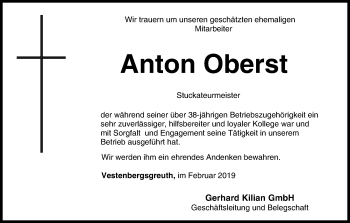 Anzeige von Anton Oberst von MGO