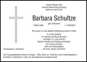Anzeige von Barbara Schultze von MGO