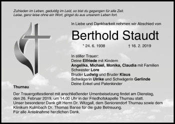 Anzeige von Berthold Staudt von MGO