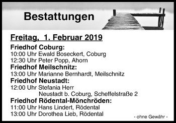 Anzeige von Bestattungen vom 01.02.2019 von MGO