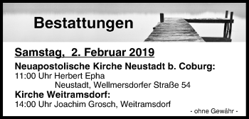 Anzeige von Bestattungen vom 02.02.2019 von MGO