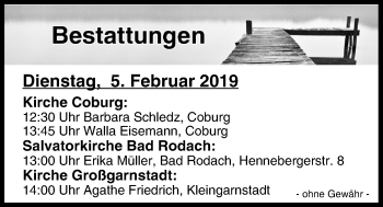 Anzeige von Bestattungen vom 05.02.2019 von MGO