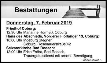 Anzeige von Bestattungen vom 07.02.2019 von MGO