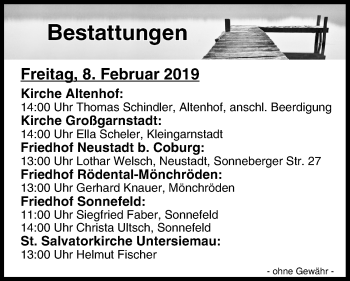 Anzeige von Bestattungen vom 08.02.2019 von MGO