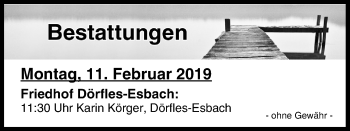 Anzeige von Bestattungen vom 11.02.2019 von MGO