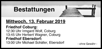 Anzeige von Bestattungen vom 13.02.2019 von MGO