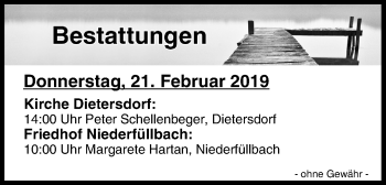 Anzeige von Bestattungen vom 21.02.2019 von MGO