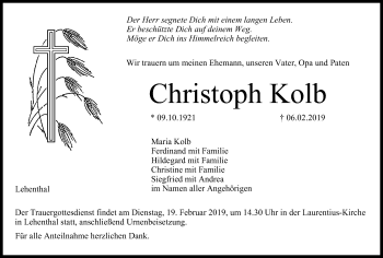 Anzeige von Christoph Kolb von MGO