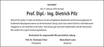 Anzeige von Dietrich Pilz von MGO